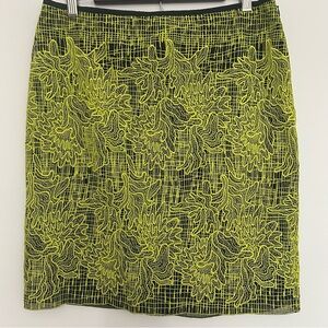 Per Se by Carlisle‎ floral mesh lime green pencil skirt women's size 10